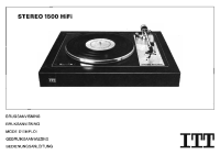 ITT 1500-Hifi - Owners Manual - Manual 